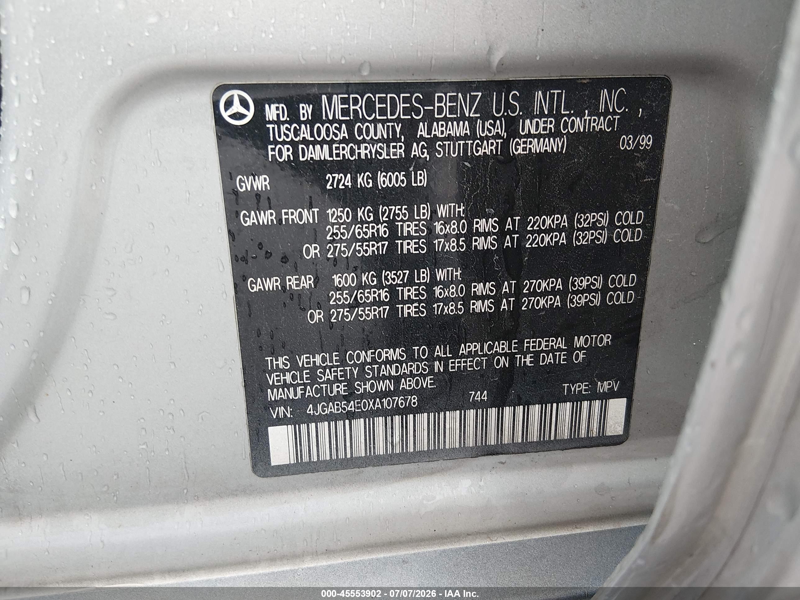 1999 MERCEDES-BENZ ML 320 ML320