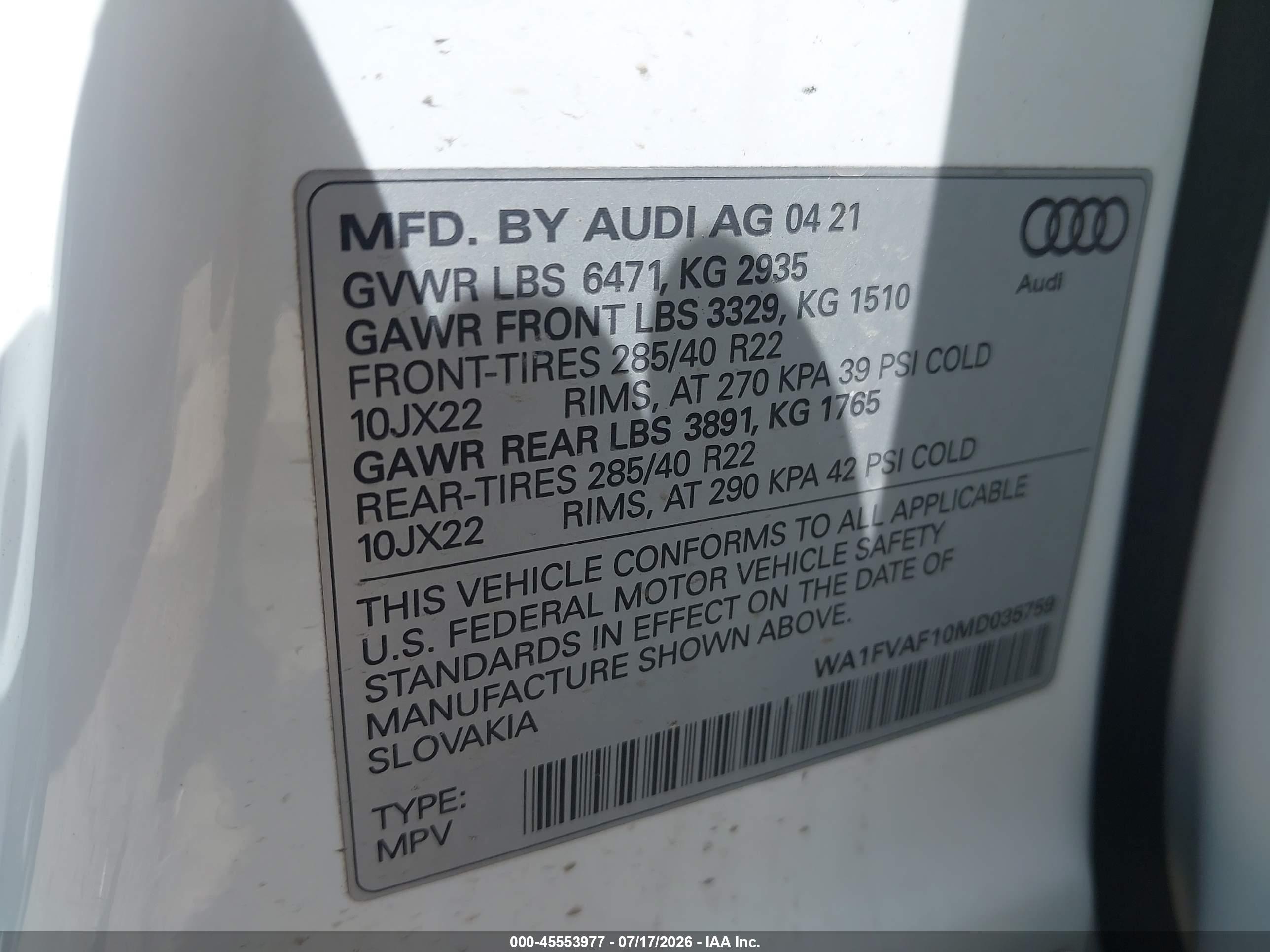 2021 AUDI Q8