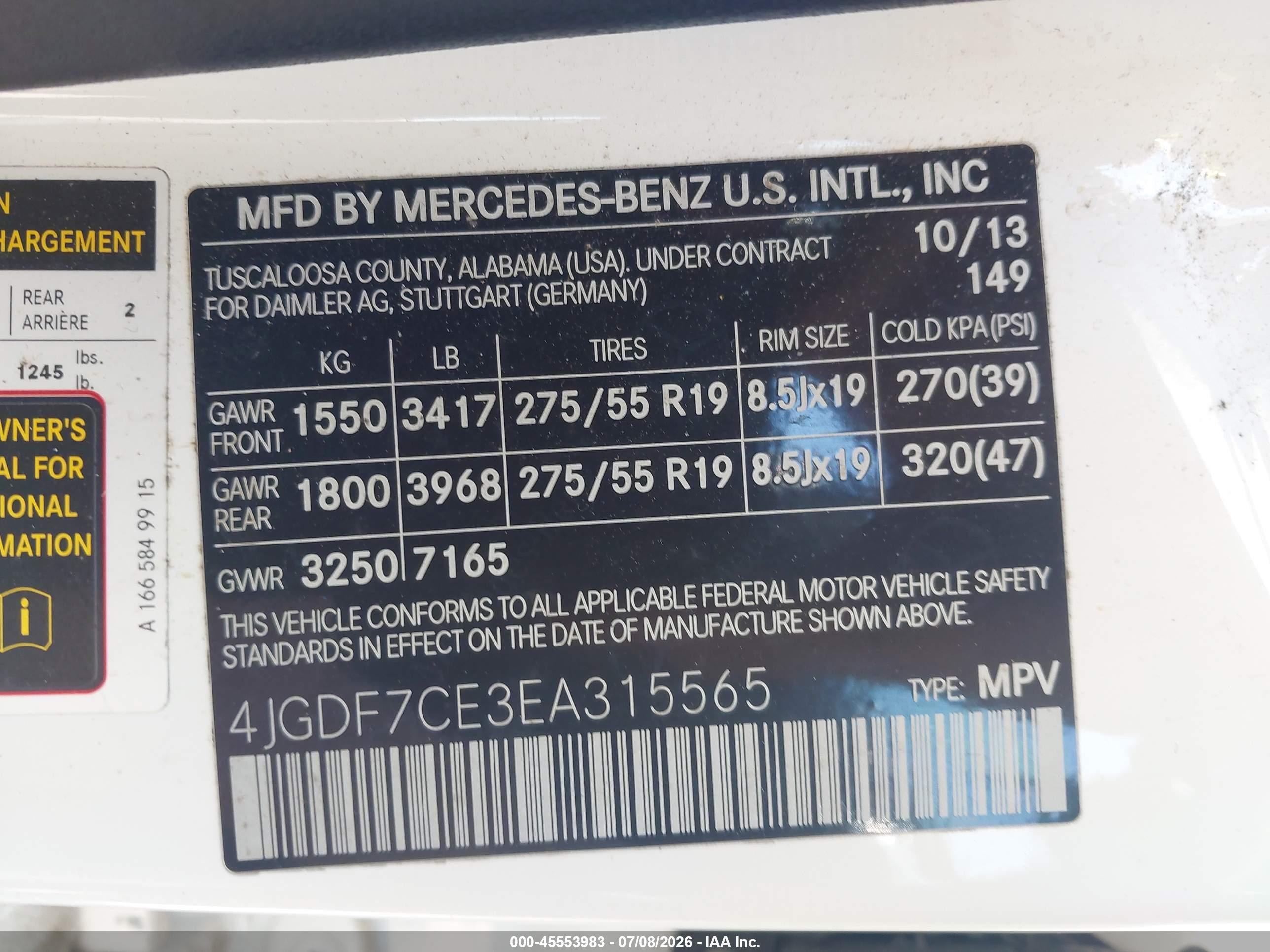 2014 MERCEDES-BENZ GL 450 4MATIC