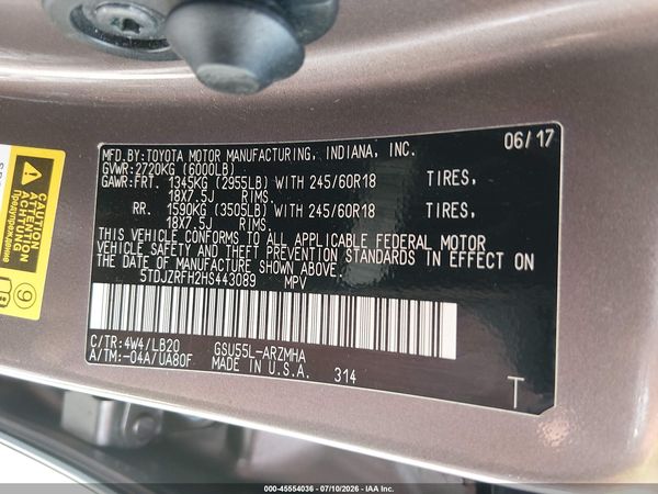 2017 TOYOTA HIGHLANDER XLE