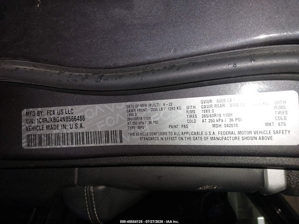 2022 JEEP GRAND CHEROKEE L LIMITED 4X4