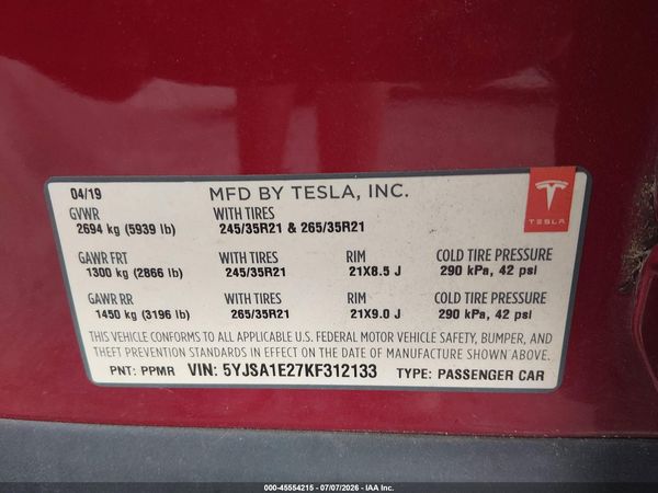 2019 TESLA MODEL S