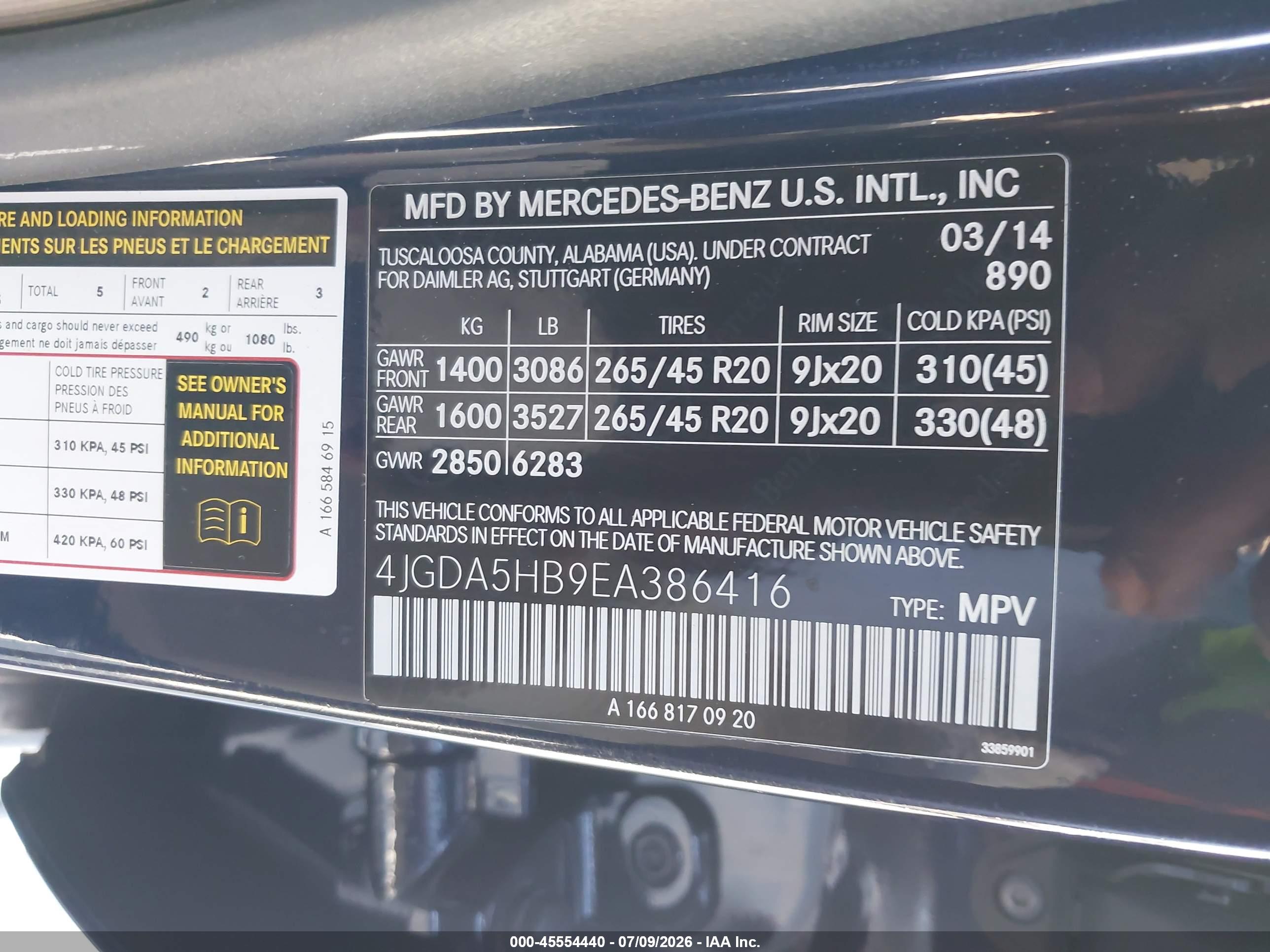 2014 MERCEDES-BENZ ML 350 4MATIC