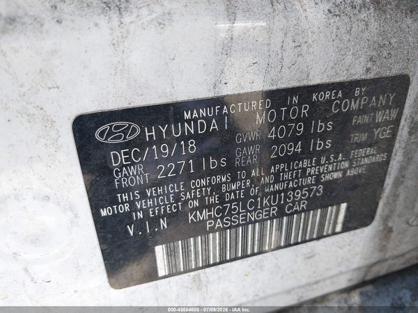 2019 HYUNDAI IONIQ HYBRID SEL