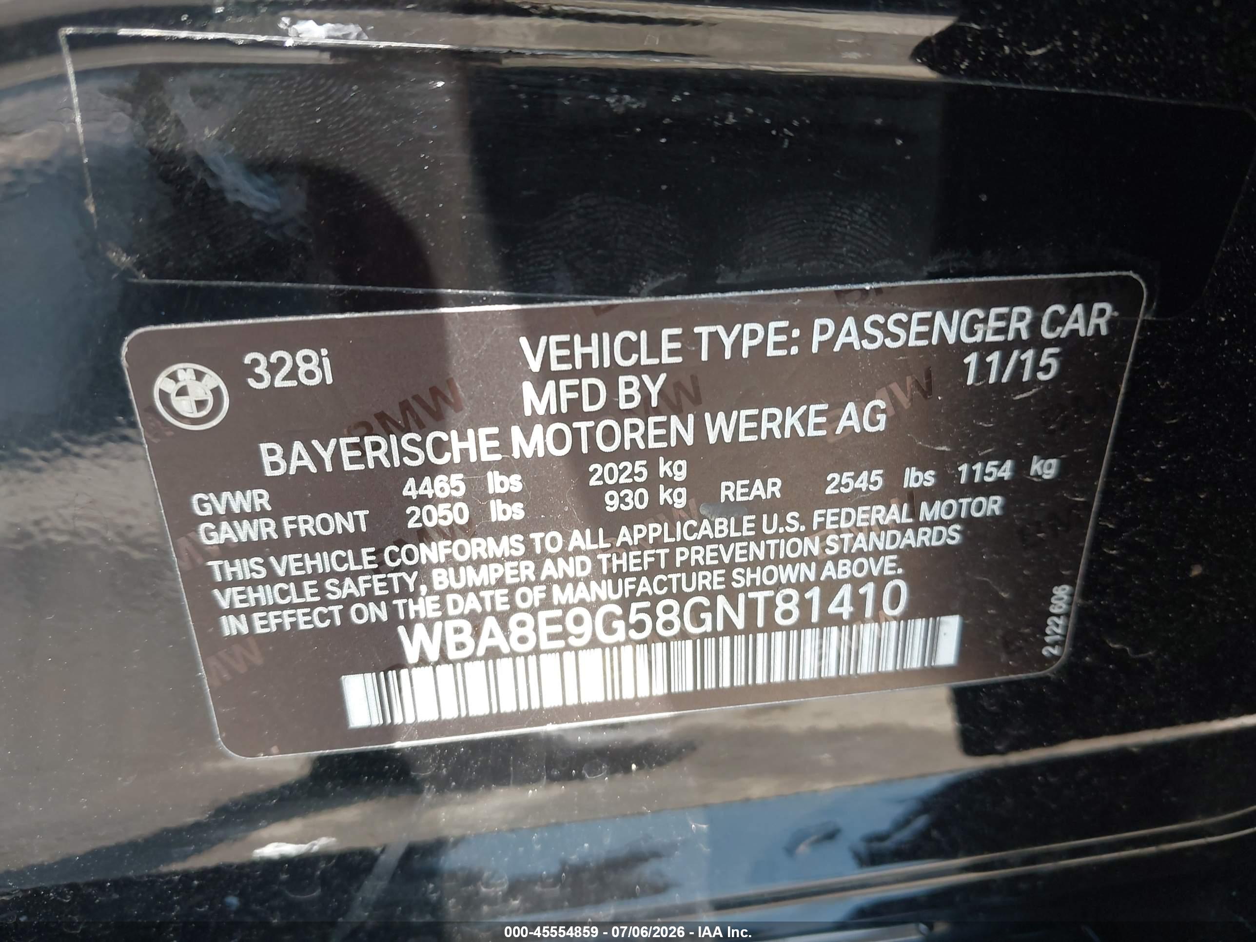 2016 BMW 328I SA