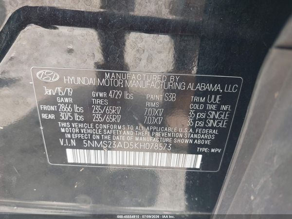 2019 HYUNDAI SANTA FE SE