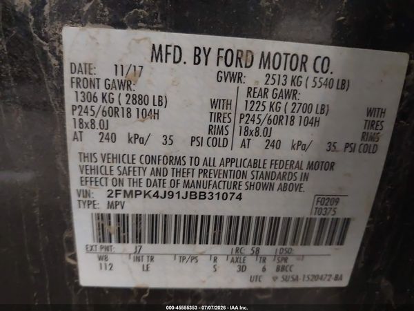2018 FORD EDGE SEL — I9