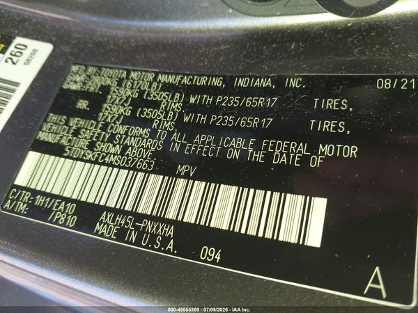 2021 TOYOTA SIENNA XLE