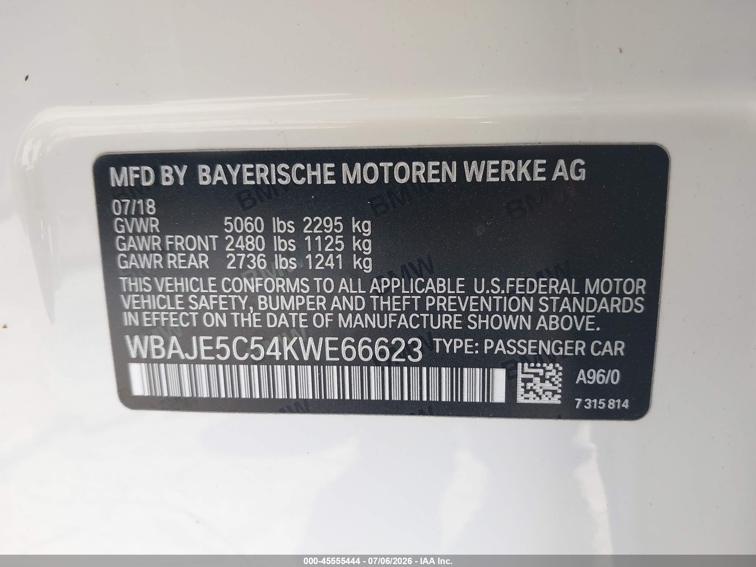 2019 BMW 540I