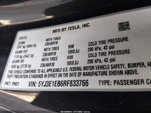 2024 TESLA MODEL 3