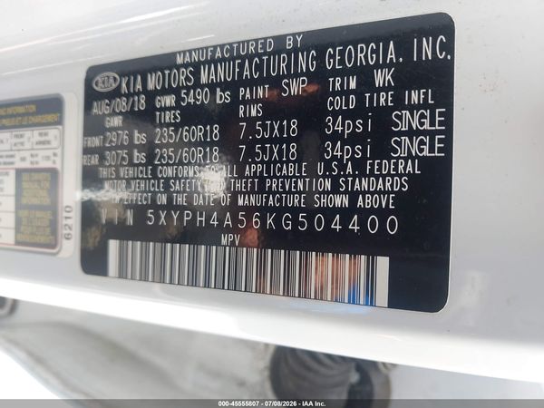 2019 KIA SORENTO 3.3L EX