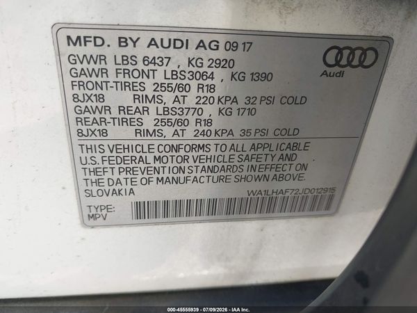 2018 AUDI Q7 2.0T PREMIUM