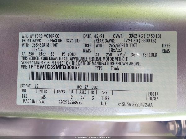2021 FORD F-150 XLT