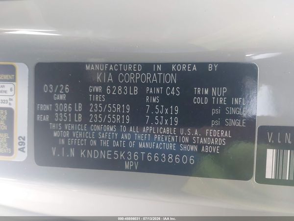 2026 KIA CARNIVAL MPV SX