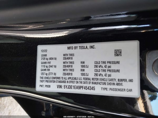 2023 TESLA MODEL 3 REAR-WHEEL DRIVE