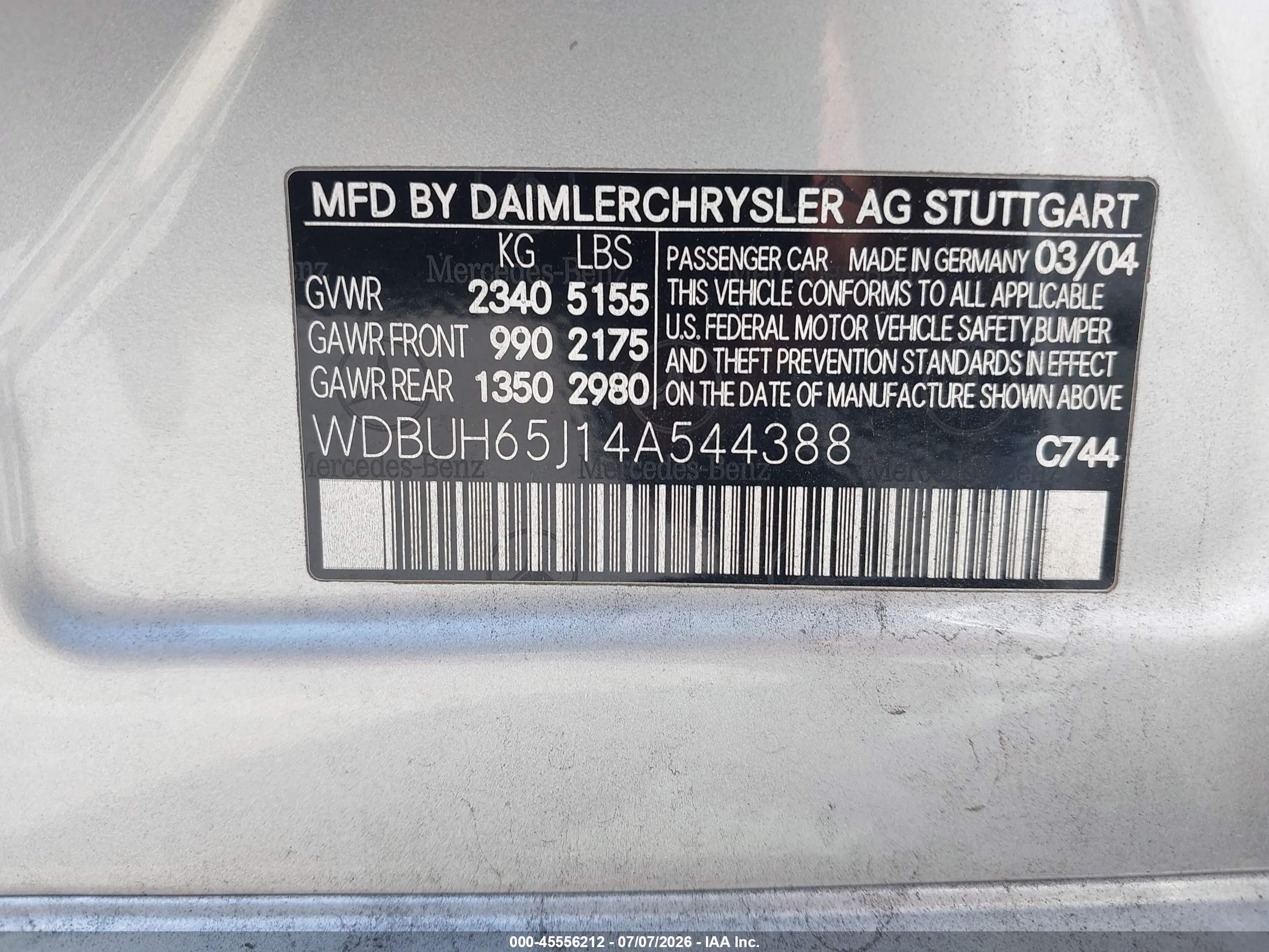 2004 MERCEDES-BENZ E 320 E320