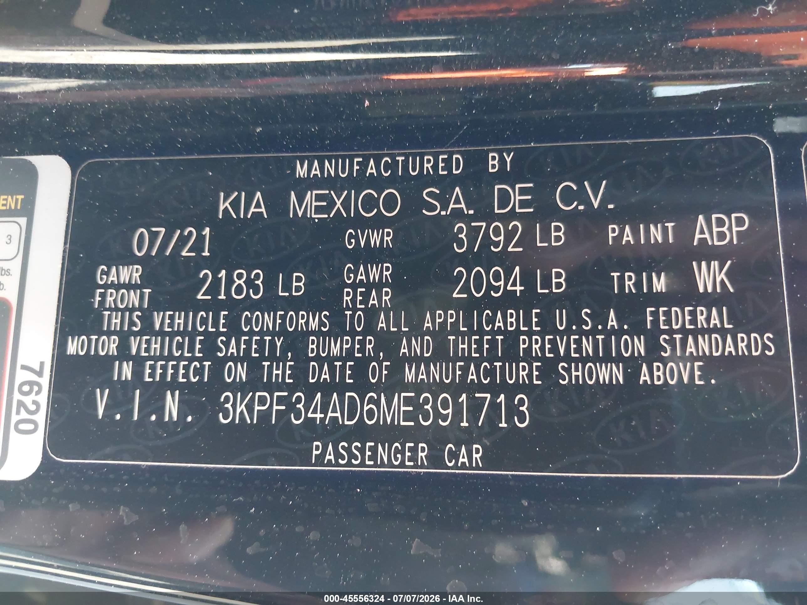 2021 KIA FORTE GT Line