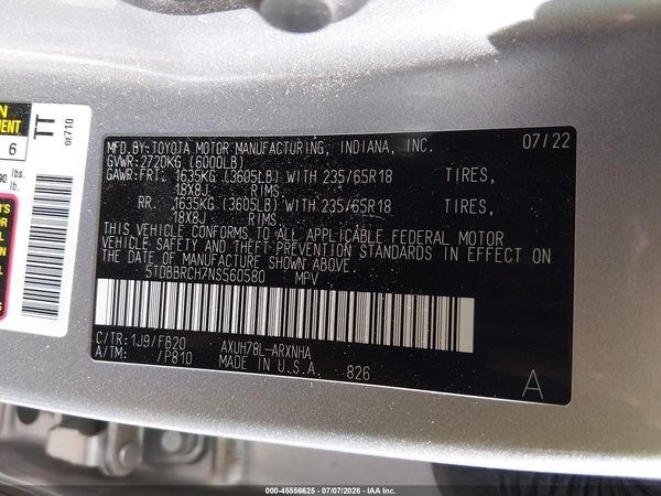2022 TOYOTA HIGHLANDER HYBRID LE