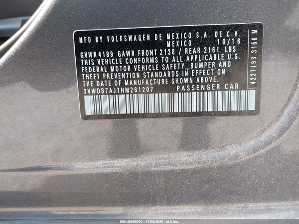 2017 VOLKSWAGEN JETTA 1.4T SE — I9