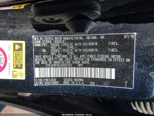 2018 TOYOTA HIGHLANDER XLE