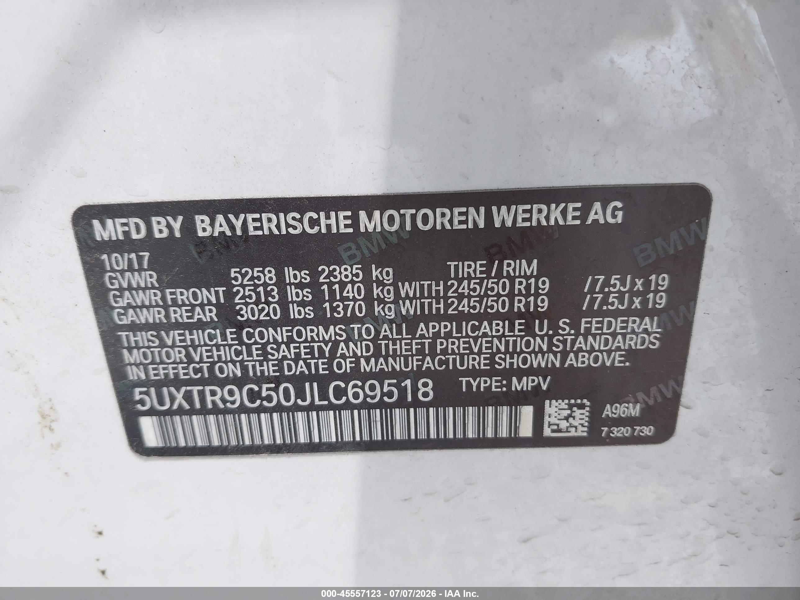 2018 BMW X3 XDRIVE30I