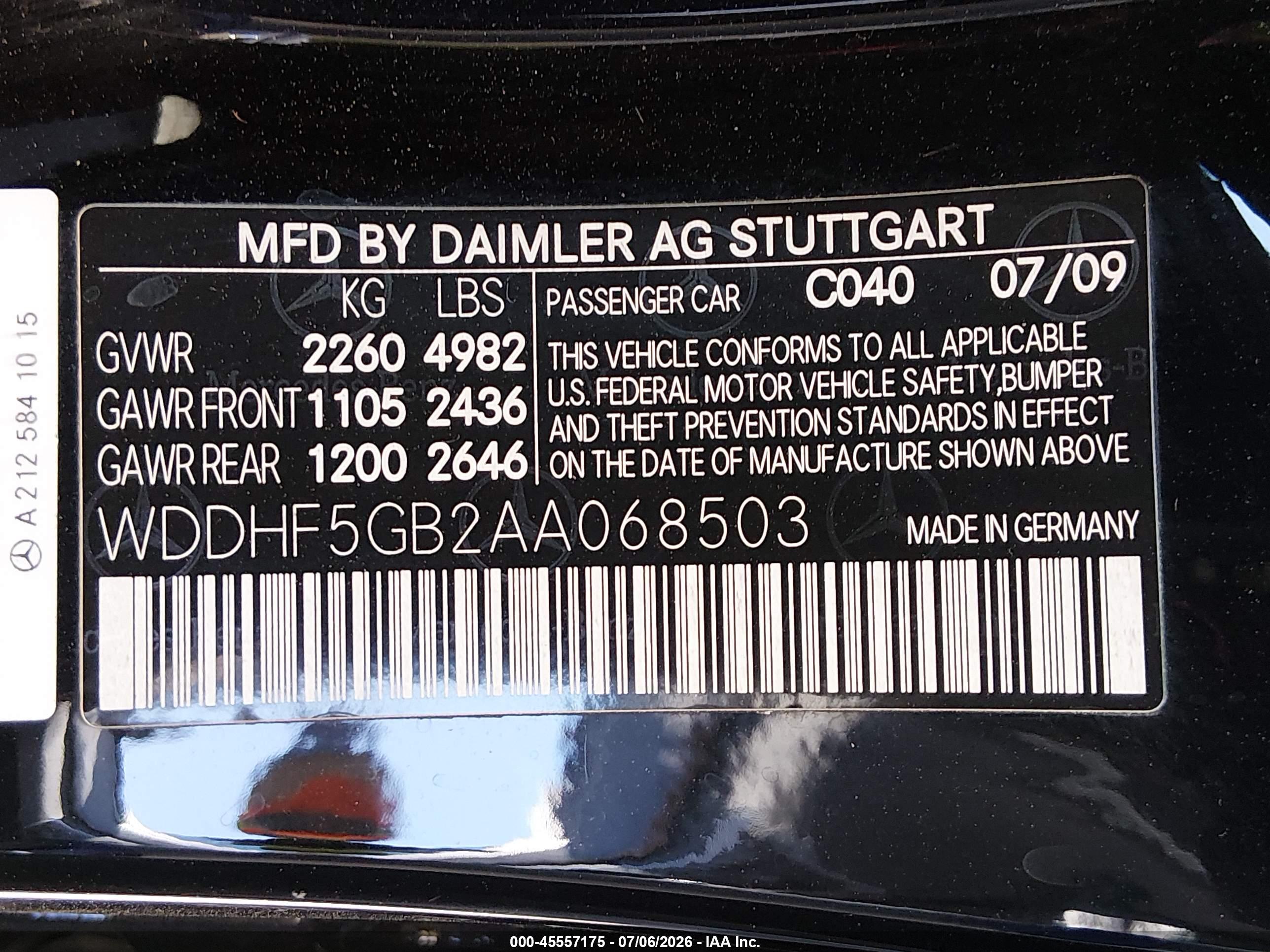 2010 MERCEDES-BENZ E 350 E350