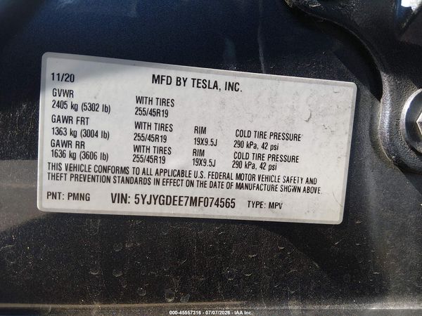 2021 TESLA MODEL Y