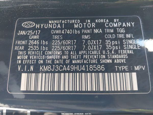 2017 HYUNDAI TUCSON SE