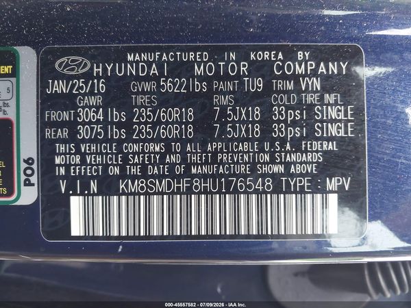 2017 HYUNDAI SANTA FE SE