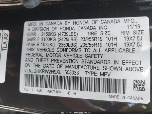 2020 HONDA CR-V AWD TOURING