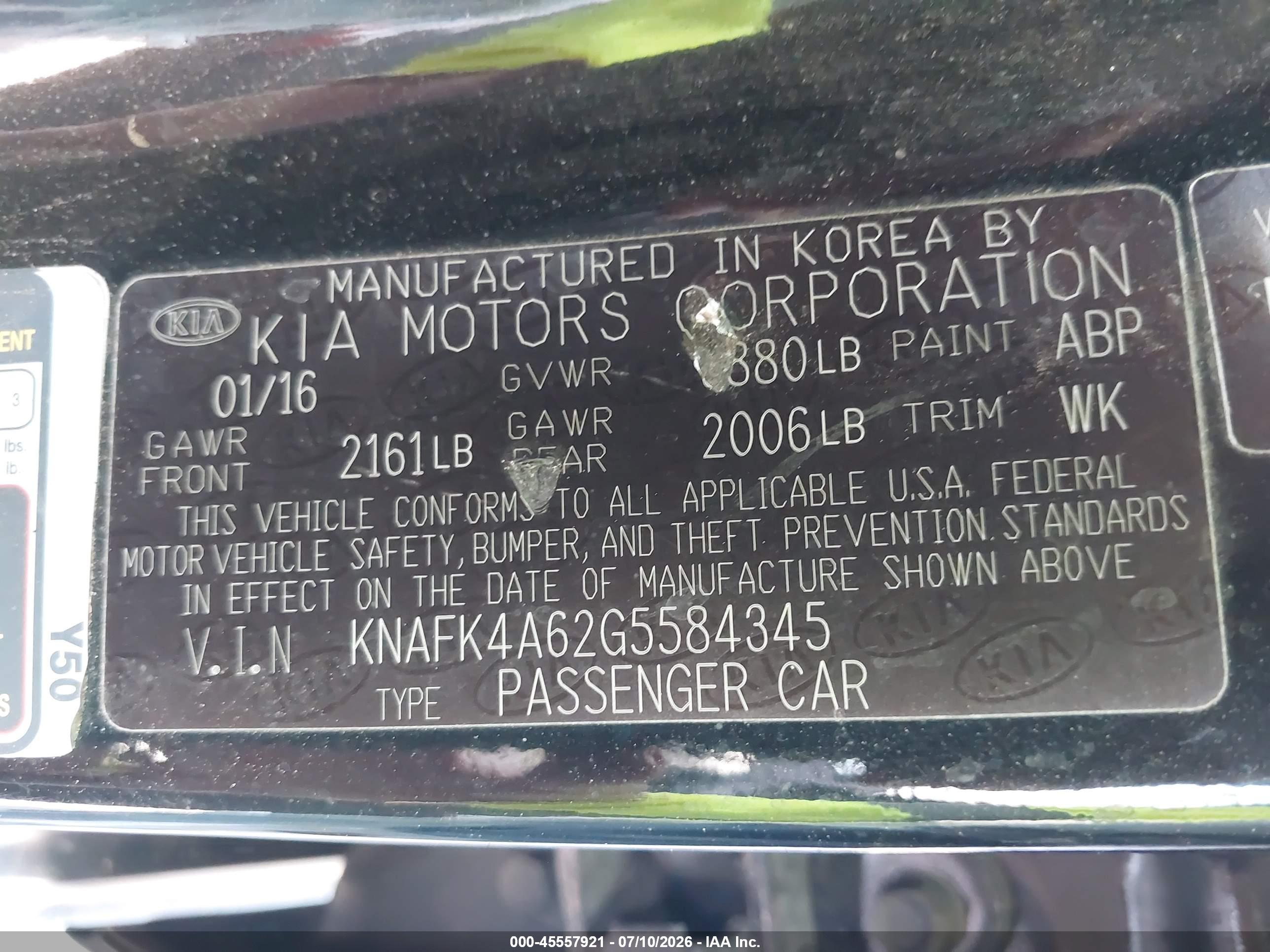 2016 KIA FORTE GL (Middle-Low Grade)