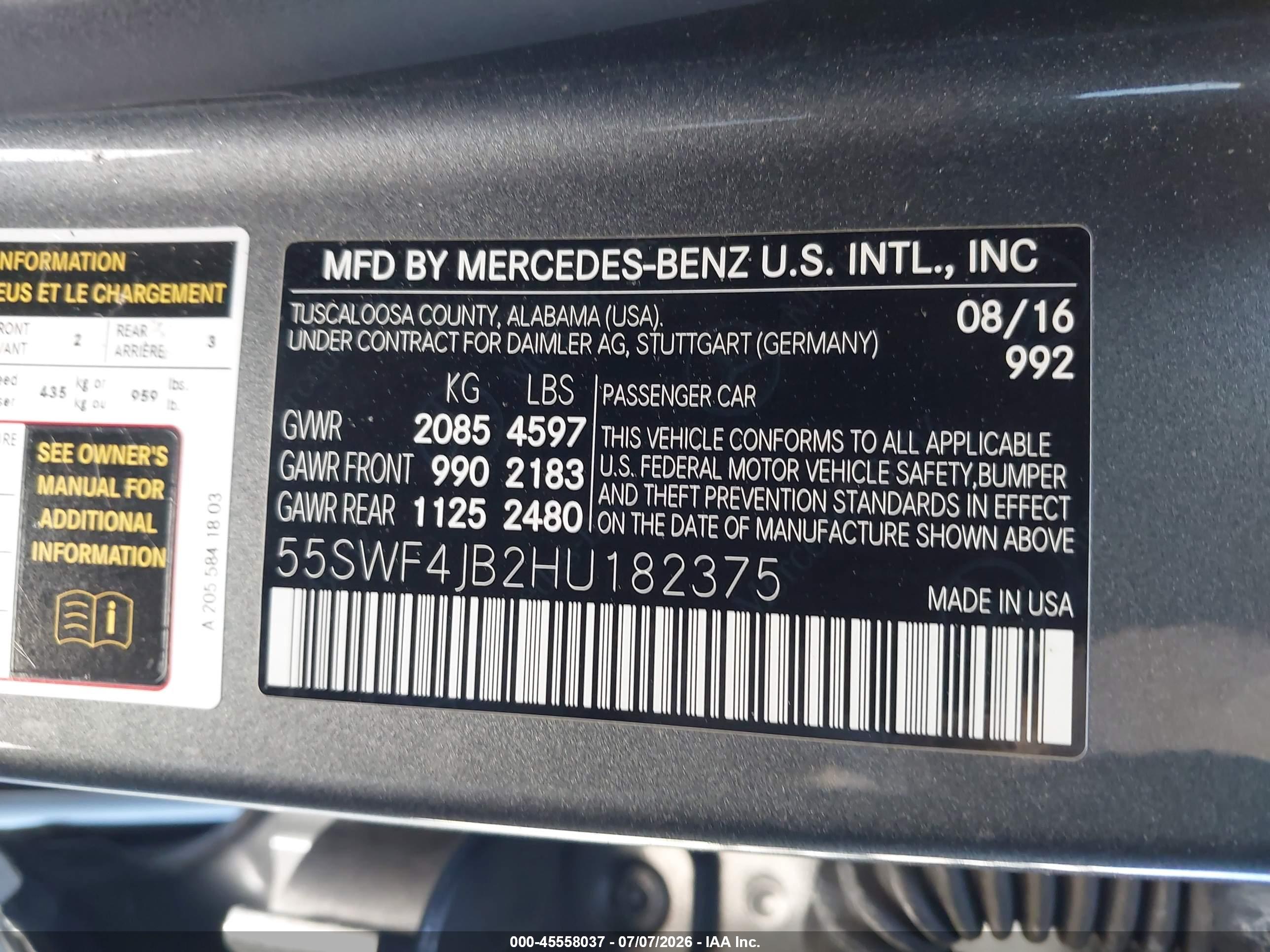 2017 MERCEDES-BENZ C 300 C300