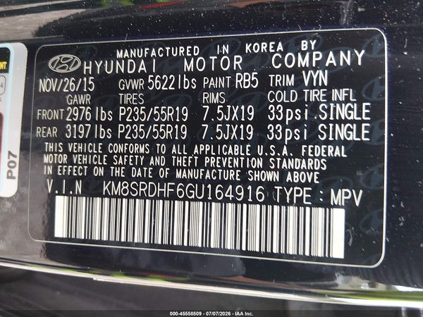 2016 HYUNDAI SANTA FE LIMITED