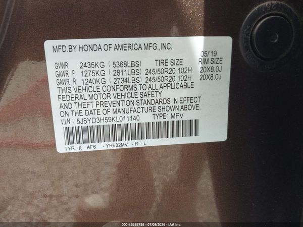 2019 ACURA MDX TECH PKG