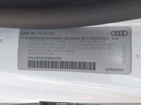 2017 AUDI S7 4.0T PREMIUM PLUS