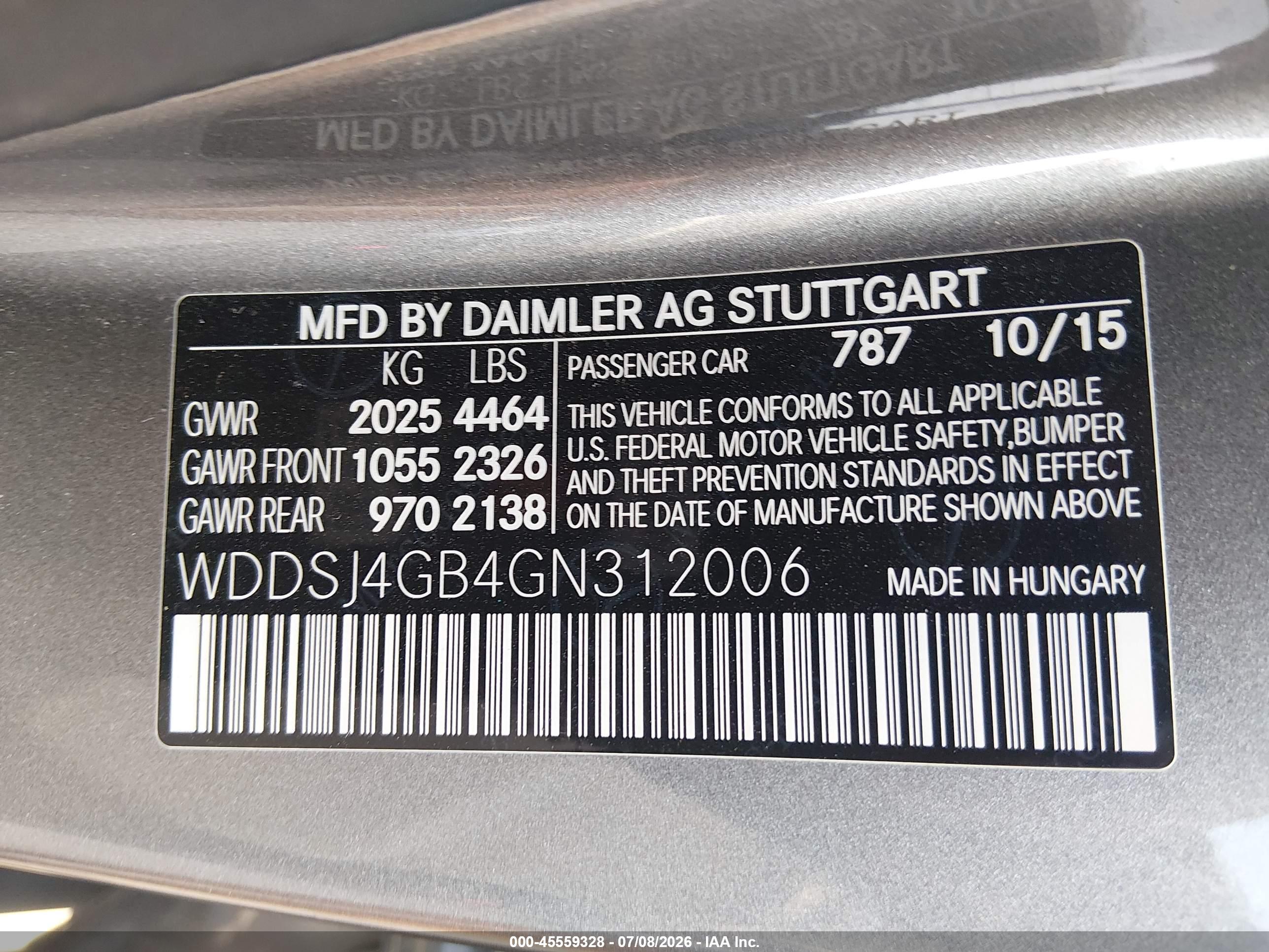 2016 MERCEDES-BENZ CLA 250 4MATIC