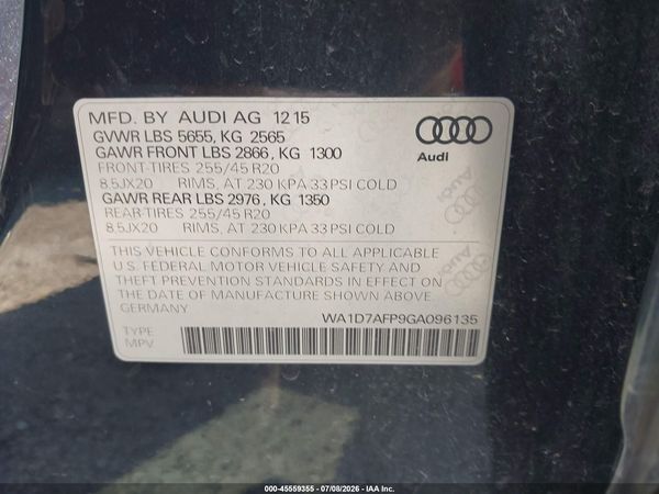 2016 AUDI Q5 3.0T PREMIUM PLUS