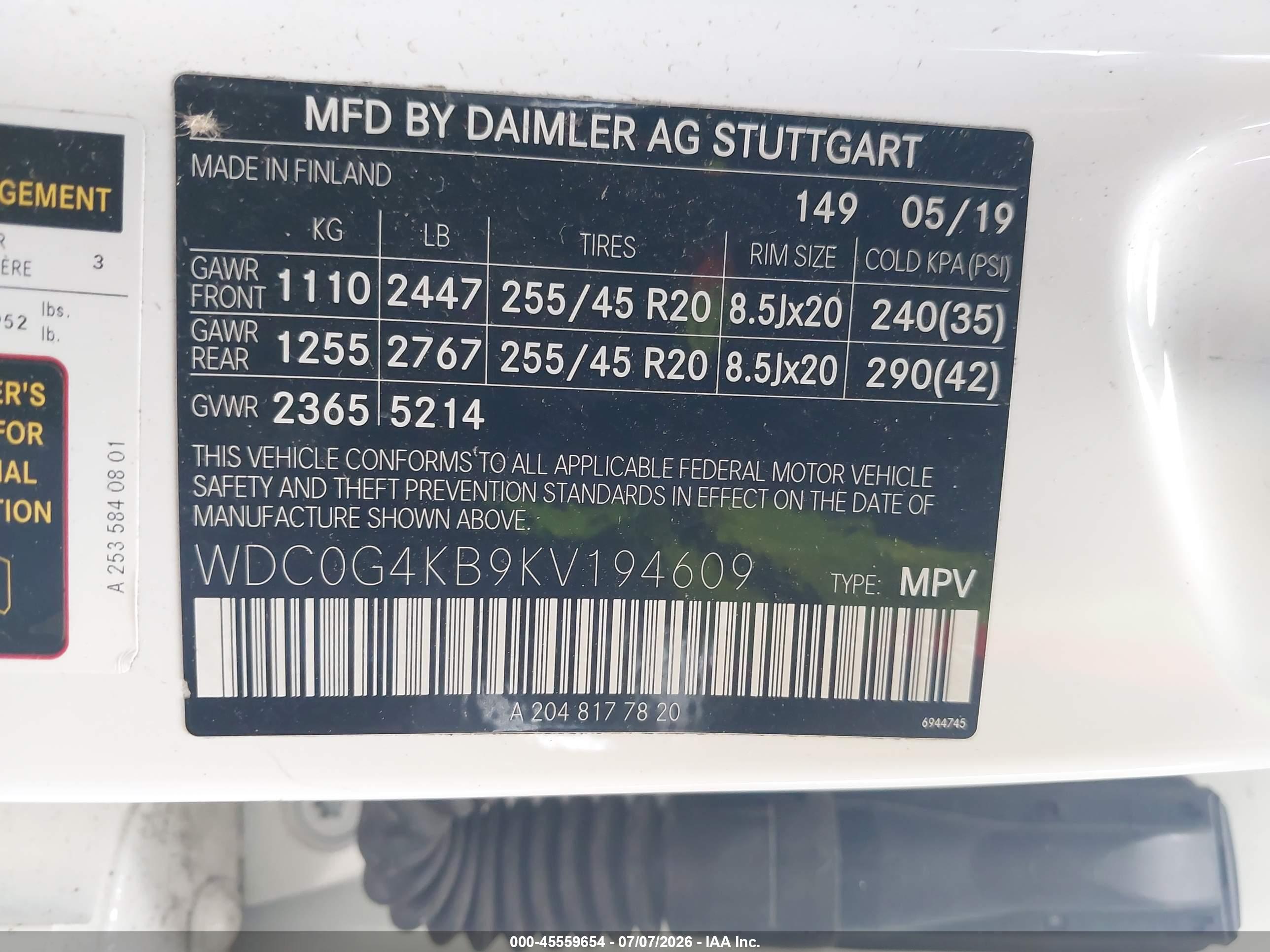 2019 MERCEDES-BENZ GLC 300 4MATIC