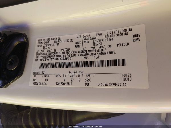 2019 FORD F-150 LARIAT