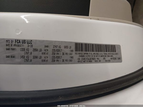2018 CHRYSLER PACIFICA TOURING PLUS
