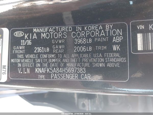 2017 KIA FORTE LX