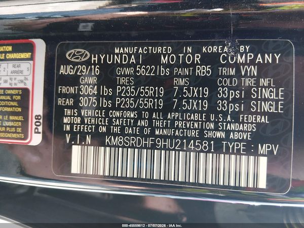 2017 HYUNDAI SANTA FE SE ULTIMATE