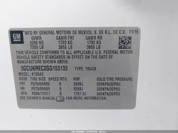 2016 CHEVROLET SILVERADO 1500 LT — I9