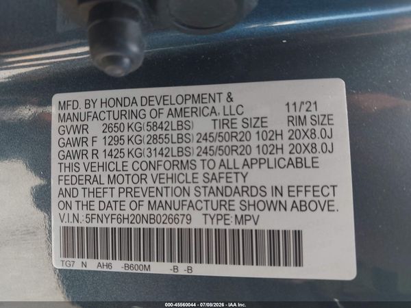 2022 HONDA PILOT AWD SPECIAL EDITION