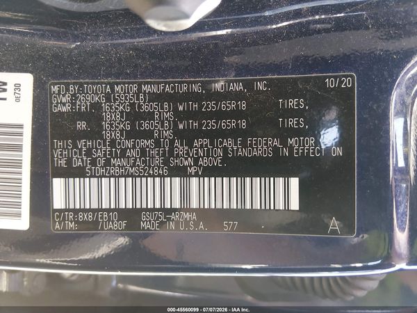 2021 TOYOTA HIGHLANDER XLE