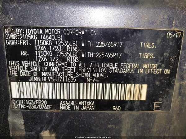 2017 TOYOTA RAV4 LE
