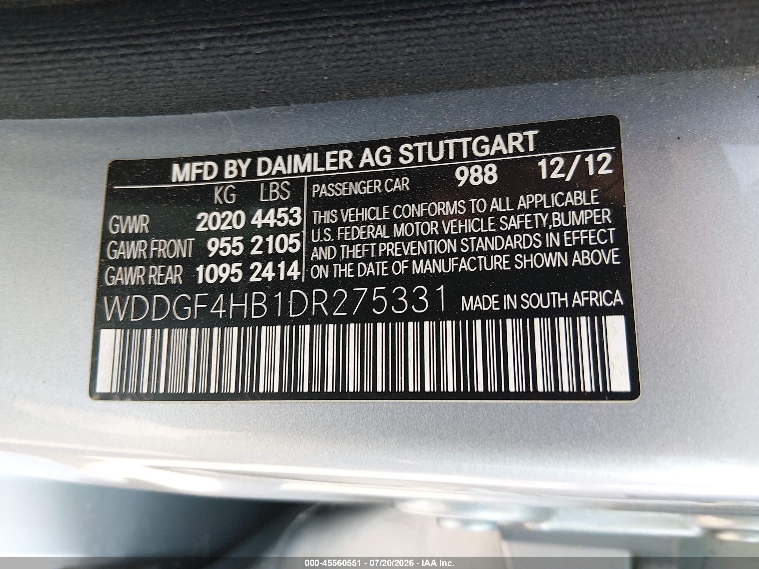 2013 MERCEDES-BENZ C 250 SPORT
