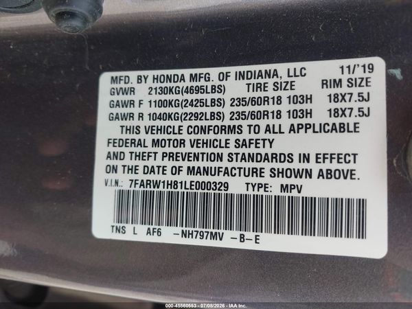 2020 HONDA CR-V 2WD EX-L