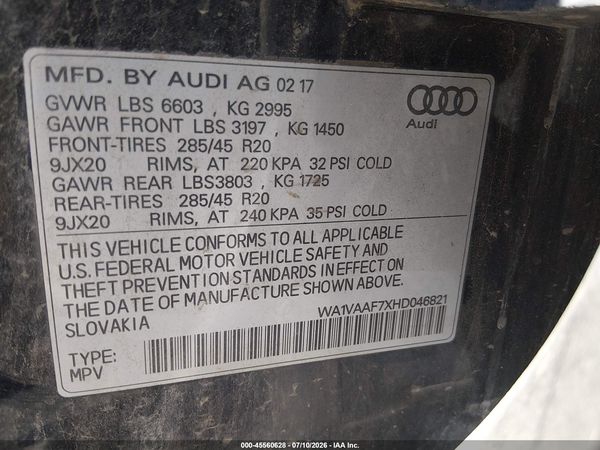 2017 AUDI Q7 3.0T PREMIUM