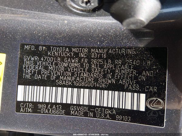 2016 LEXUS ES 350